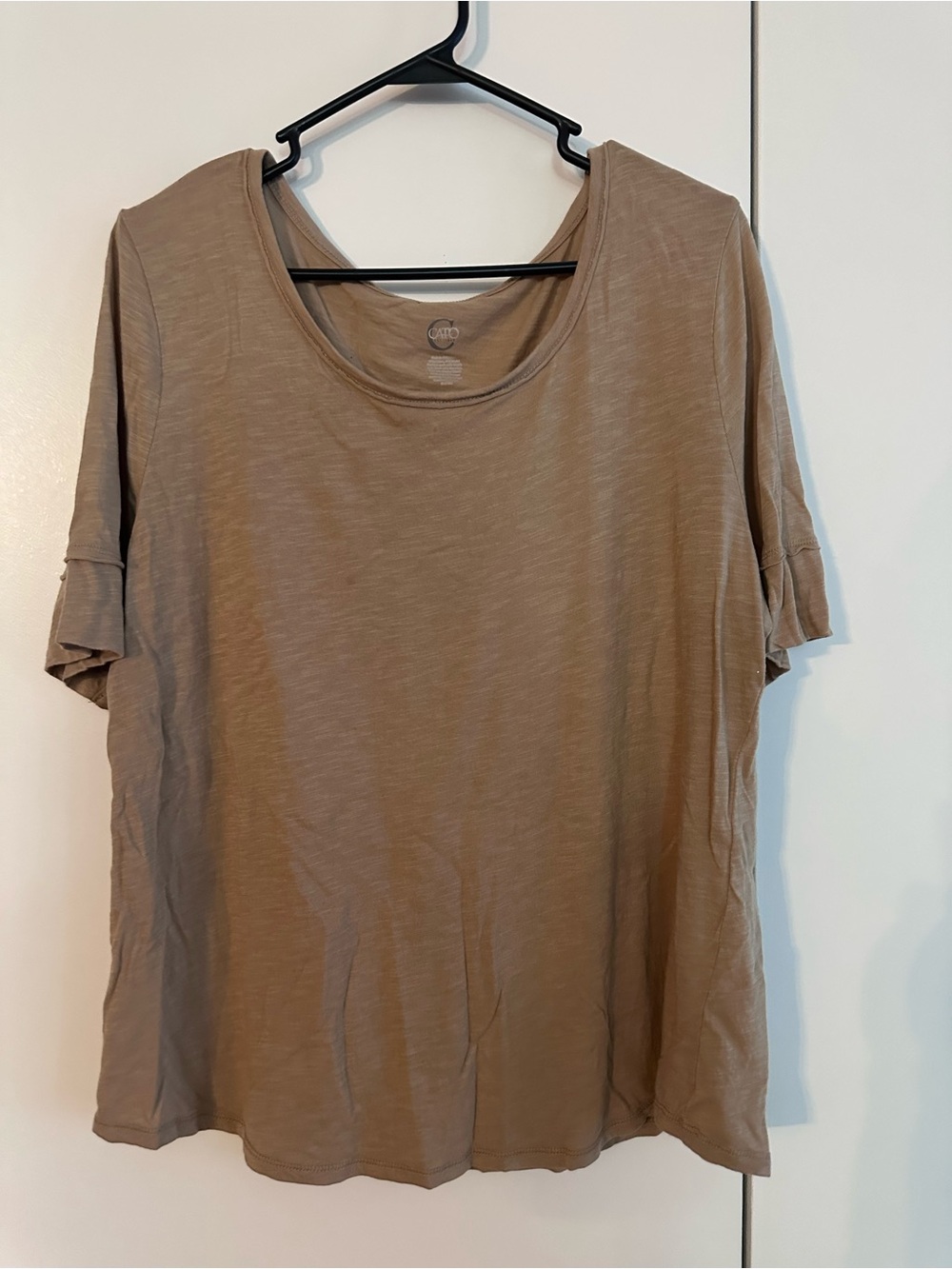 Cato Scoop Neck Short Sleeve Top - Taupe